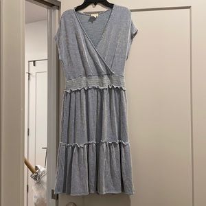 Blue and white striped dress